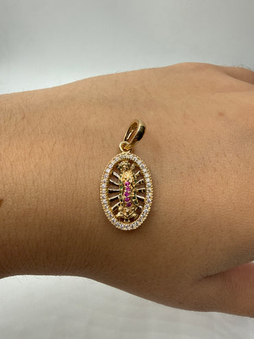 Dije Virgen Guadalupe Circones Oro amarillo 18k 2,40 Gr / 12 mm / 2 Cm