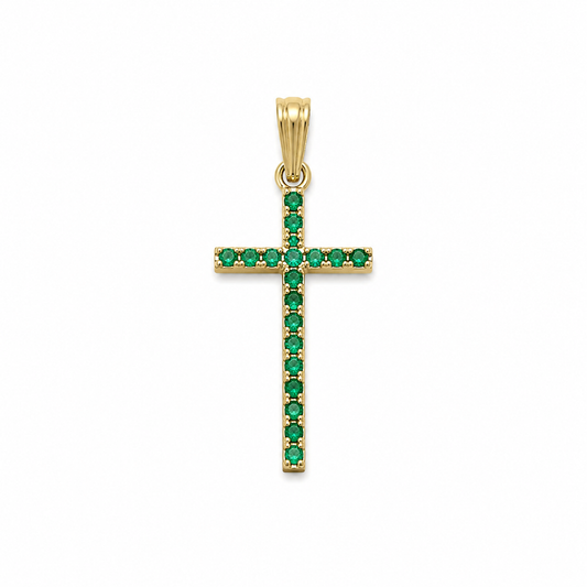 Dije cruz esmeralda oro amarillo 18k / 1.13gr (joya)