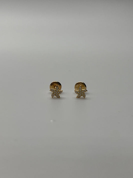 Topos Estrella de Mar Diamantada Oro amarillo 18k 0,67 Gr / 6 mm
