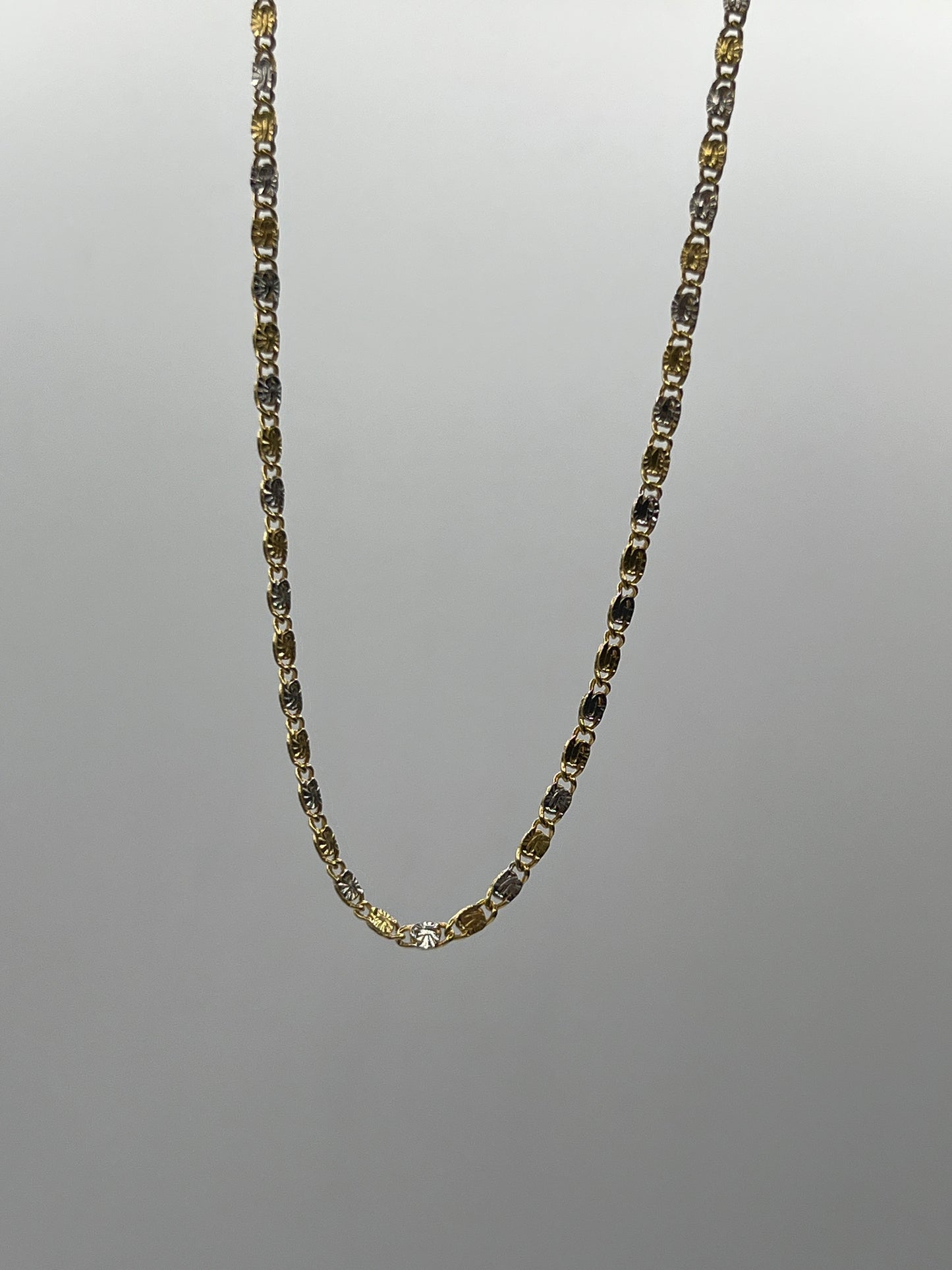 Cadena It Plana Diamantada Oro amarillo y Oro blanco 18k +2 / 3,93 Gr / 2,40 mm / 55 Cm