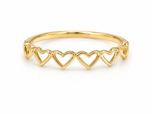 Anillo Corazones Oro amarillo 18k / Talla 8 / 1,27 Gr / 2,5 mm