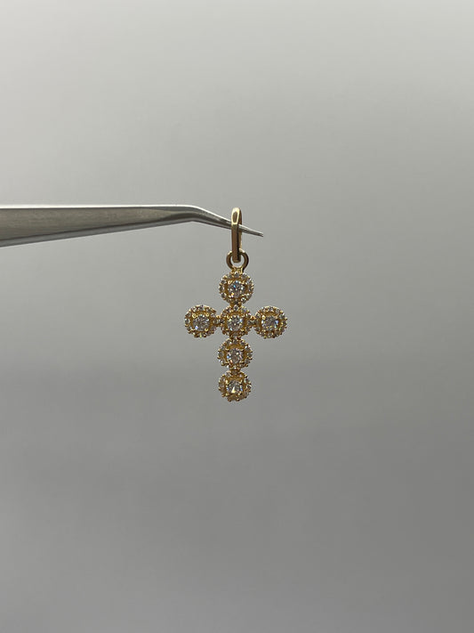 Dije Cruz Circon Blanco Oro amarillo 18k 2,69 Gr / 17,20 mm / 2,8 Cm