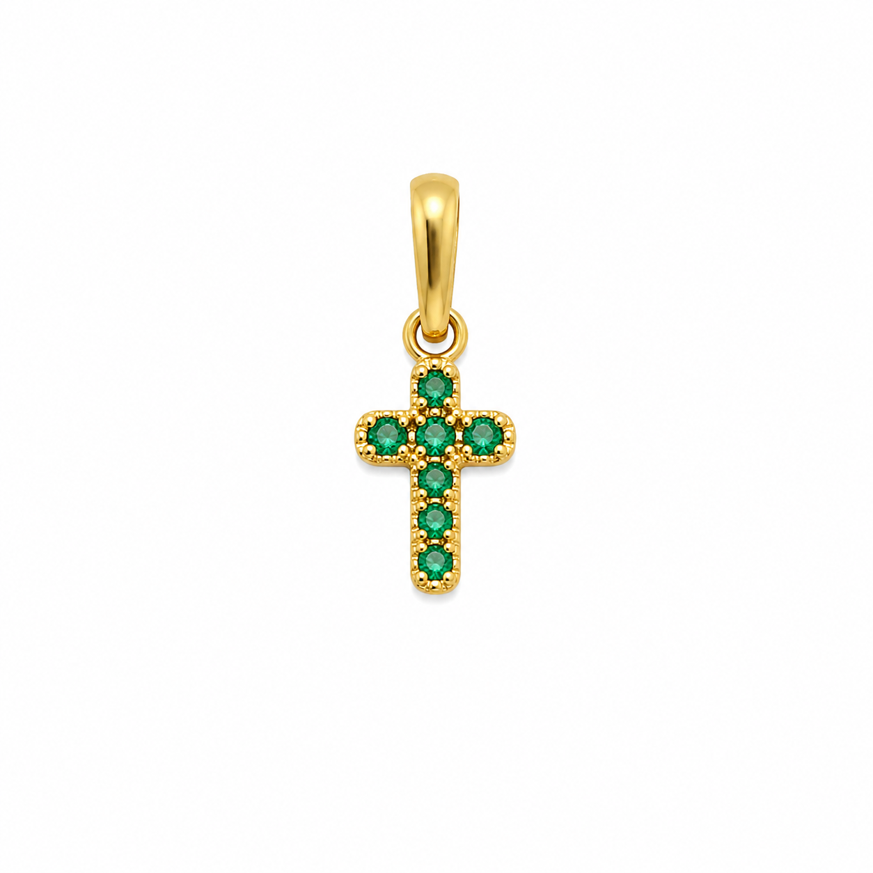 Dije cruz esmeralda oro amarillo 18k / 0.63gr (joya)