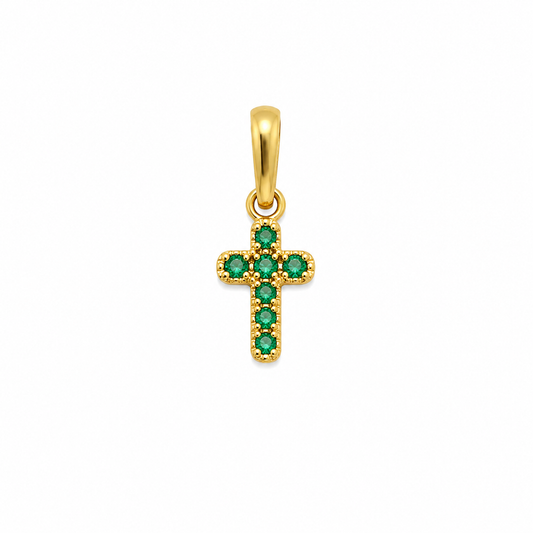 Dije cruz esmeralda oro amarillo 18k / 0.63gr (joya)