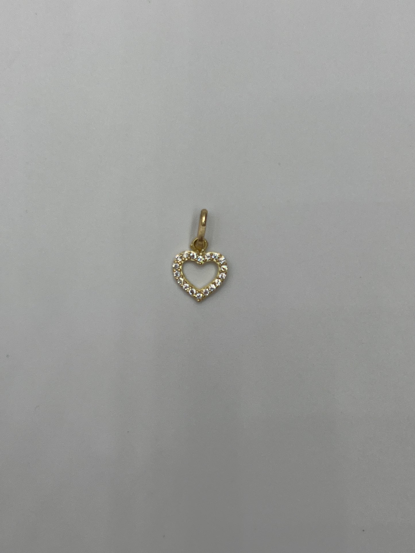 Dije corazon circon blanco Oro amarillo 18k 0,46 Gr / 8,35 mm / 1 Cm