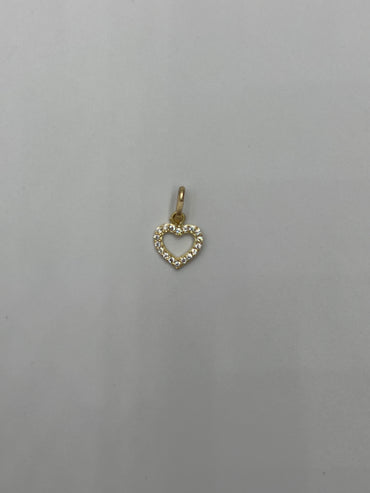 Dije corazon circon blanco Oro amarillo 18k 0,46 Gr / 8,35 mm / 1 Cm