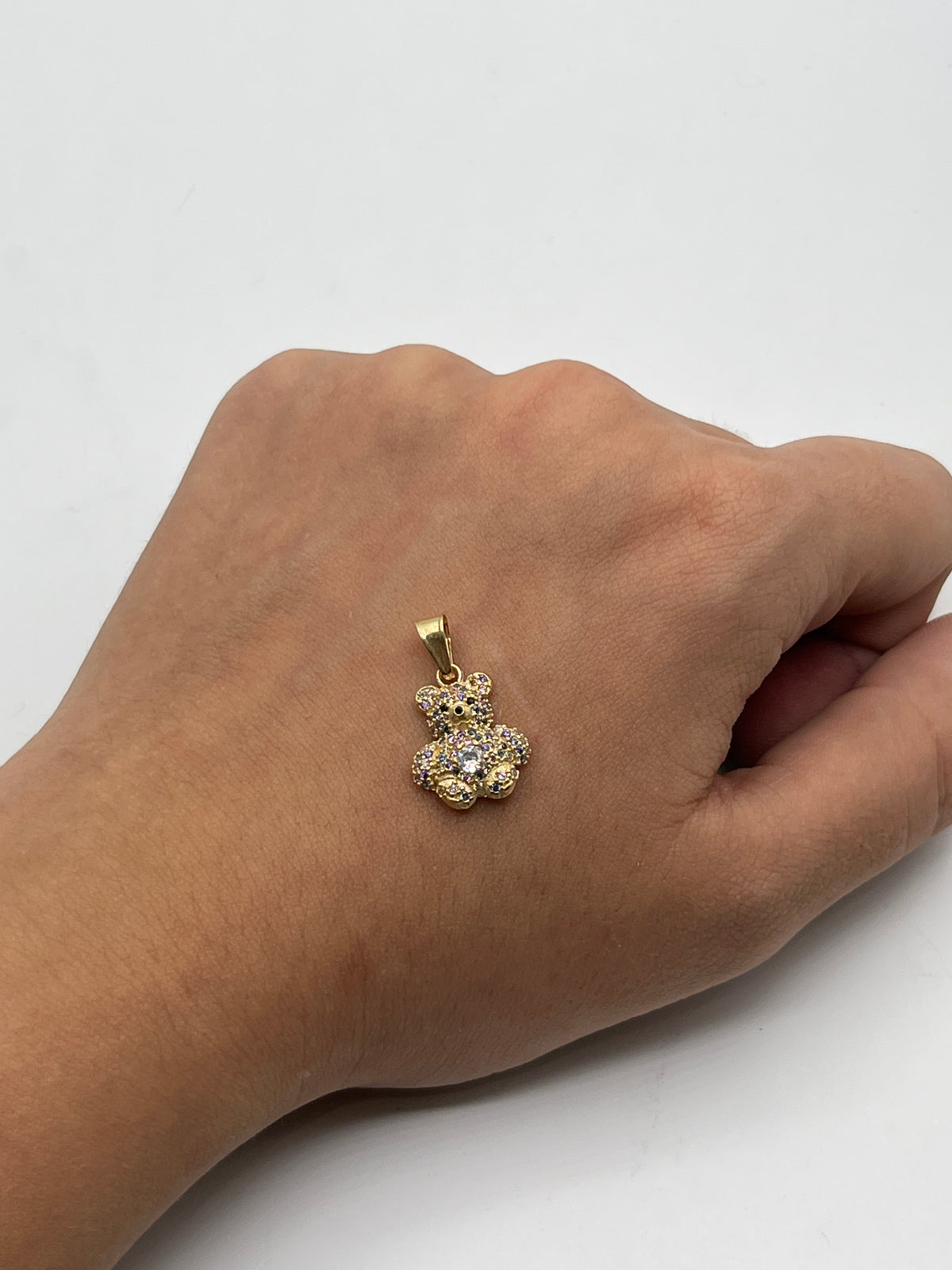 Dije Circon Azul y Morado Oro amarillo 18k +2 / 2,40 Gr / 12,30 mm / 1,6 Cm
