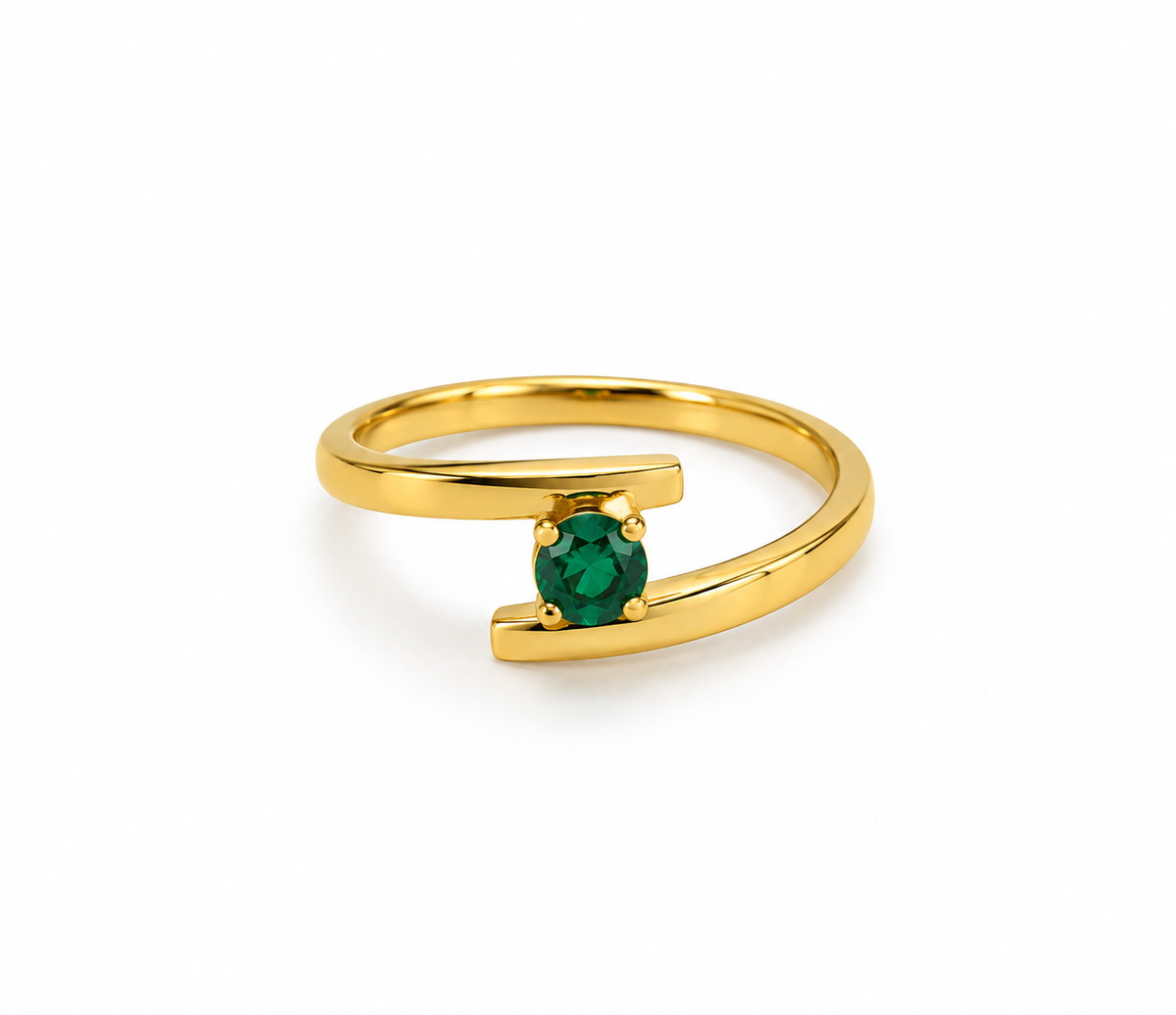 Anillo Compromiso Circon Verde Oro amarillo 18k / Talla 7 / 2,38 Gr / 4,7 mm