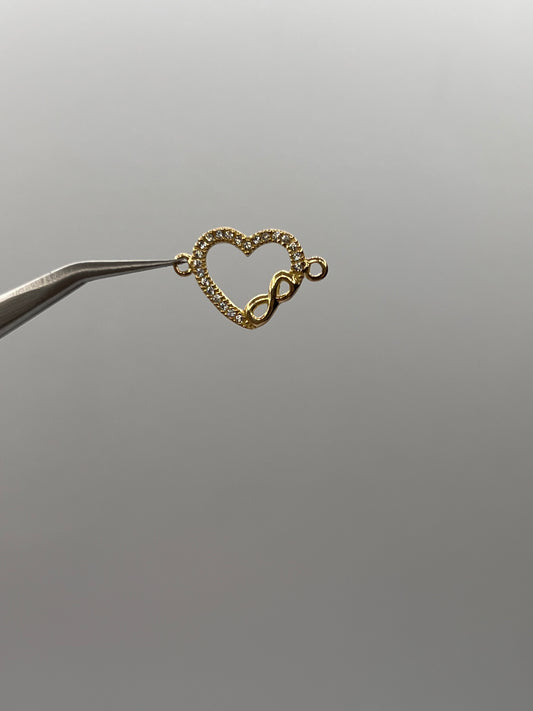 Herraje Corazon Infinito Circon Blanco Oro amarillo 18k 0,86 Gr / 1,2 Cm