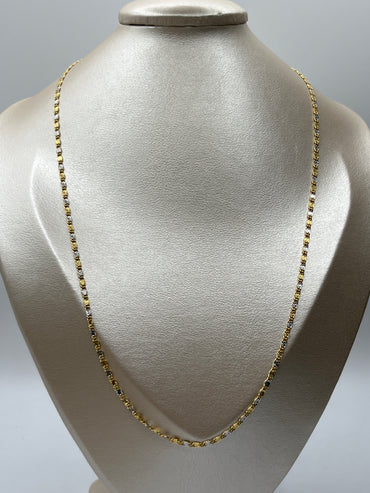 Cadena It Plana Diamantada Oro amarillo y Oro blanco 18k +2 / 3,93 Gr / 2,40 mm / 55 Cm