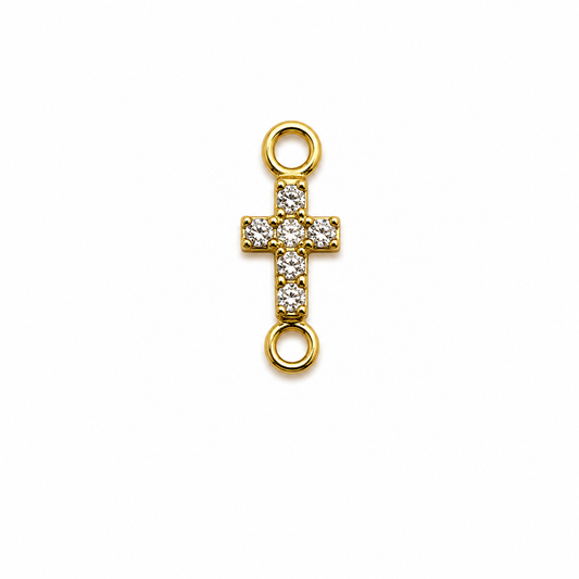 Herraje Cruz Circon Blanco Oro amarillo 18k +2 / 0,40 Gr / 0,9 cm