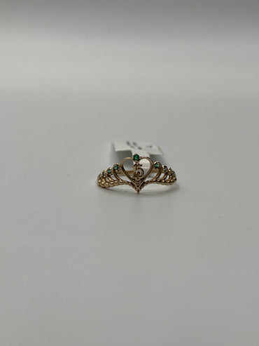 Anillo 15s Corona Circon Verde Oro amarillo 18k / Talla 5 / 1,30 Gr / 9 mm