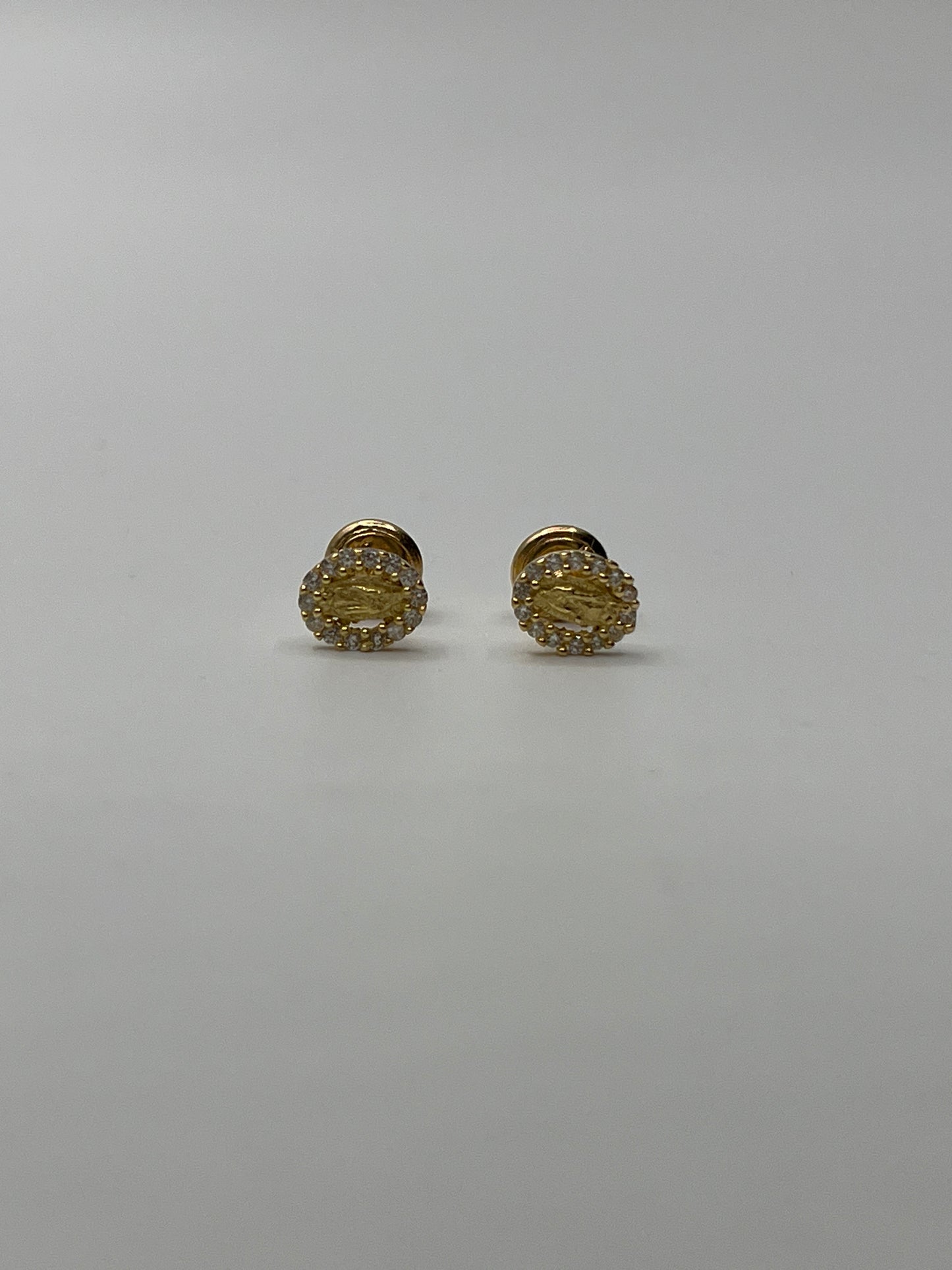 Topos Virgen Guadalupe Circon Blanco Oro amarillo 18k 1,04 Gr / 6 mm