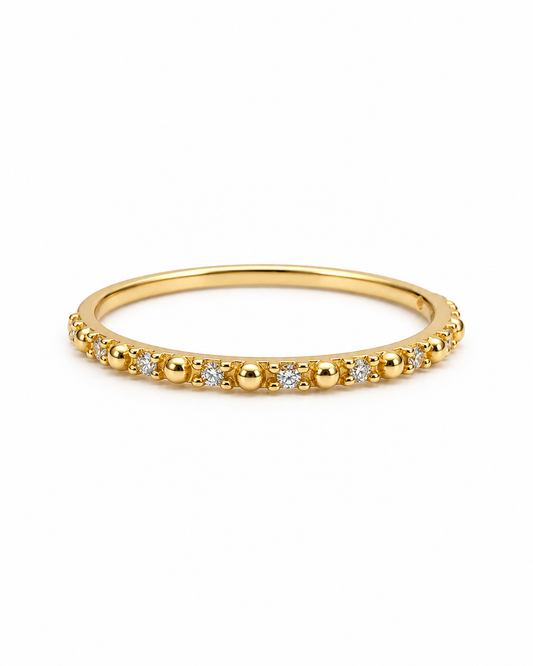 Anillo Churumbela Circon Blanco Oro amarillo 18k / Talla 5 3/4 / 0,91 Gr / 1,20 mm