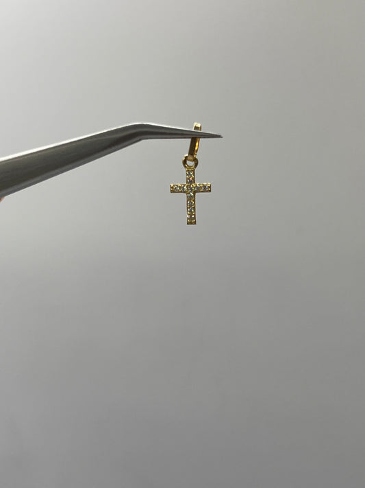 Dije cruz circon rosa Oro amarillo 18k 0,42 Gr / 6,70 mm / 1,1 Cm