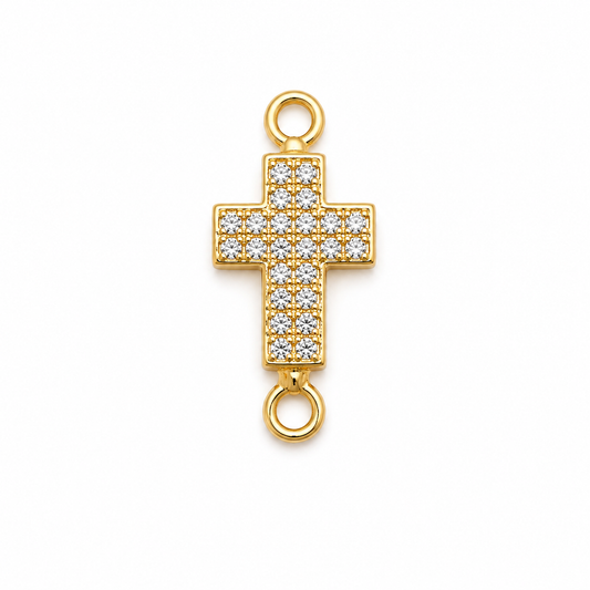 Herraje Cruz Circon Blanco Oro amarillo 18k +2 / 1,13 Gr / 1,3 cm