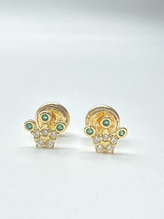 Topos RX Circon Blanco y Verde Oro amarillo 18k 0,65 Gr / 6 mm