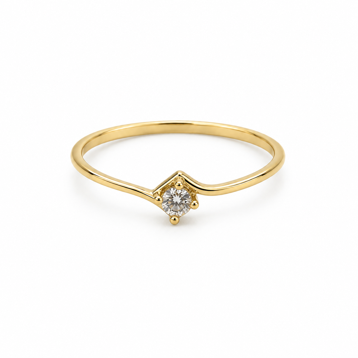 Anillo Compromiso Circon Blanco Oro amarillo 18k / Talla 6 1/4 / 0,83 Gr / 3,40 mm
