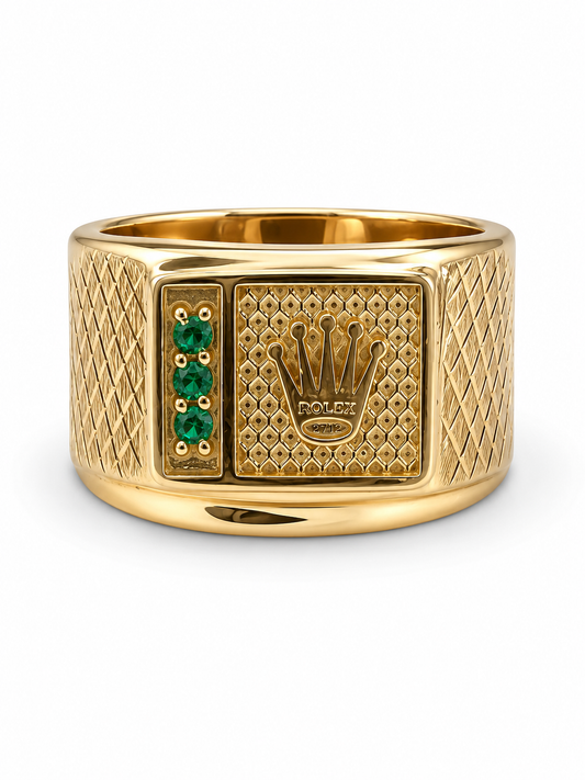 Anillo RX Circon Verde Oro amarillo 18k / Talla 11 1/2 / 3,79 Gr / 13,50 mm