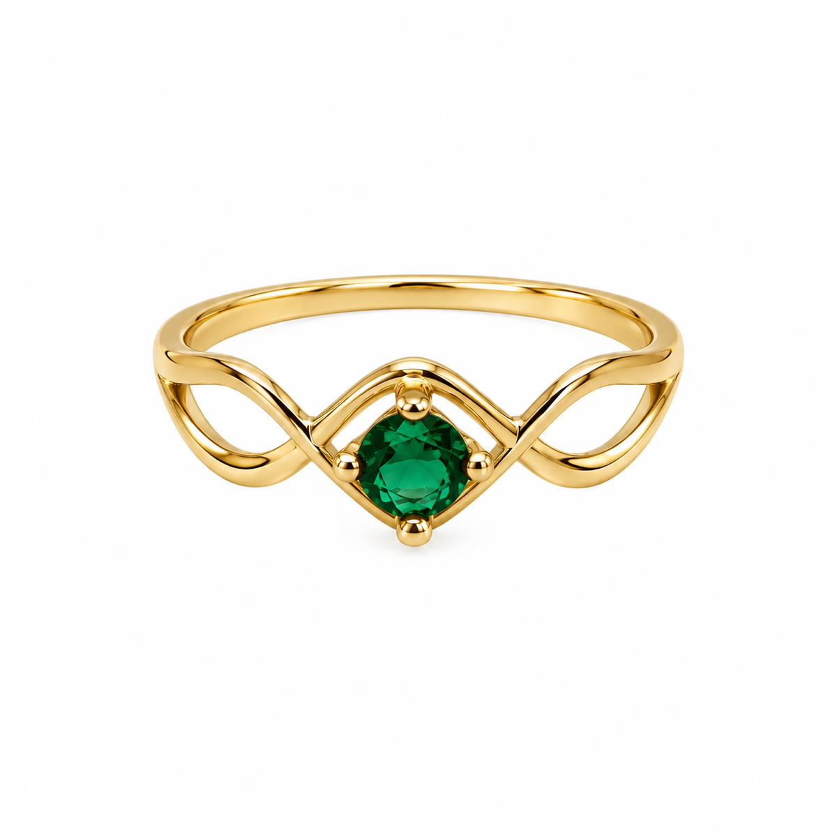 Anillo Circon Verde Oro amarillo 18k / Talla 6 1/2 / 1,58 Gr / 6 mm