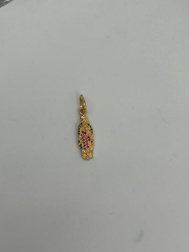 Dije Virgen Guadalupe circon verde y rojo Oro amarillo 18k 1,96 Gr / 7 mm / 2,4 Cm