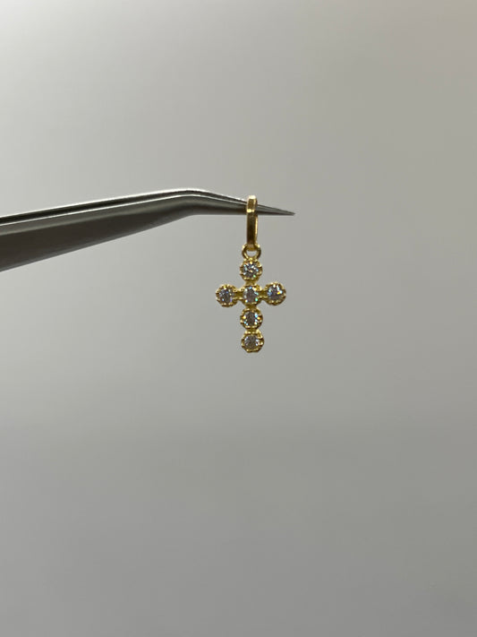 Dije cruz circon blanco Oro amarillo 18k 0,70 Gr / 8,75 mm / 1,4 Cm
