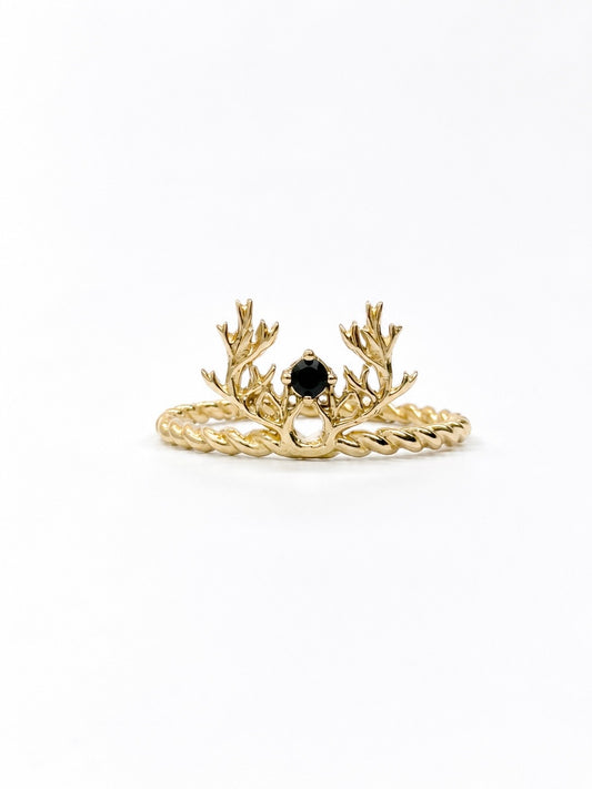 Anillo Cuernos Venado Oro amarillo 18k / Talla 7 / 1,83 Gr / 9 mm