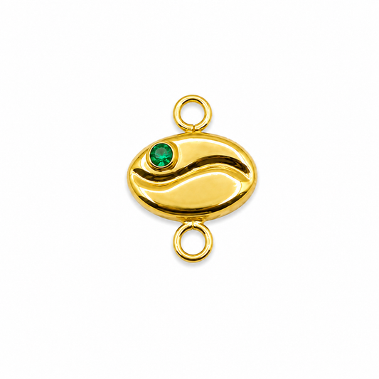Herraje Cafe Circon Verde Oro amarillo 18k 0,40 Gr / 0,9 Cm