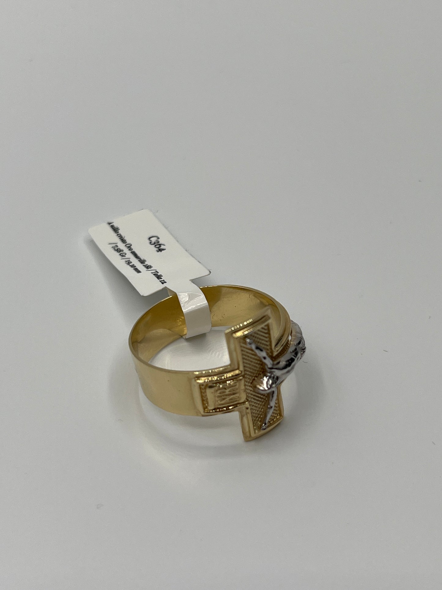 Anillo cristo Oro amarillo 18k / Talla 12 / 7,58 Gr / 19,10 mm