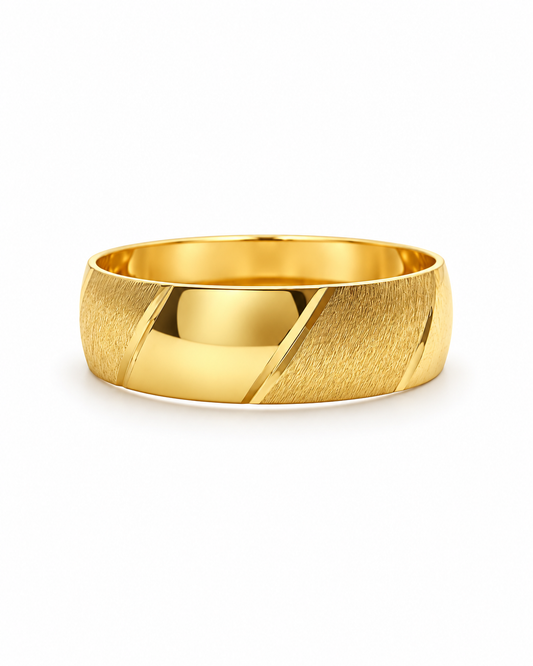Anillo Rayado Matizado Oro amarillo 18k / Talla 9 1/4 / 1,89 Gr / 5,70 mm