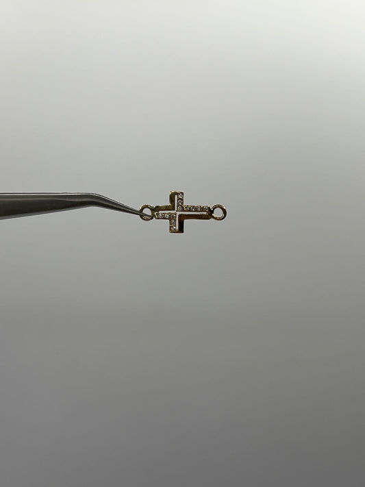 Herraje Cruz Circon Blanco Oro amarillo 18k 0,71 Gr / 9 Cm