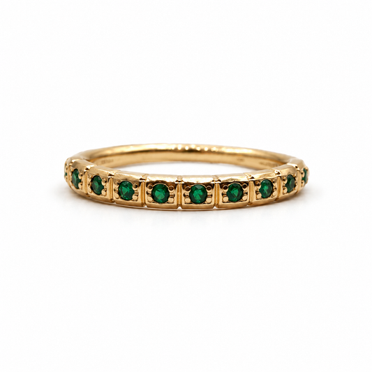 Anillo Circon Verde Oro amarillo 18k / Talla 6 3/4 / 1,67 Gr / 2,30 mm