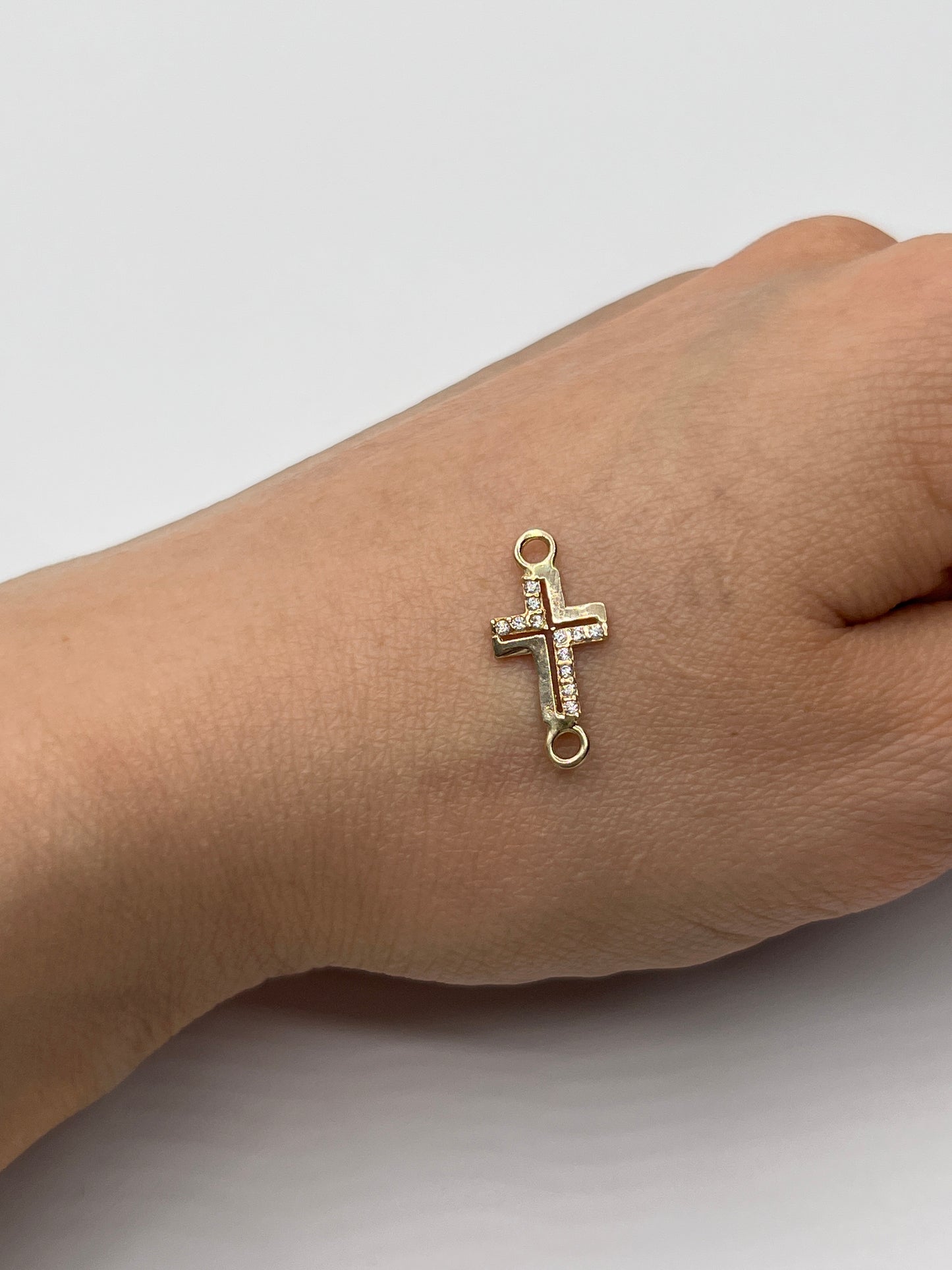 Herraje Cruz Circon Blanco Oro amarillo 18k 0,71 Gr / 9 Cm