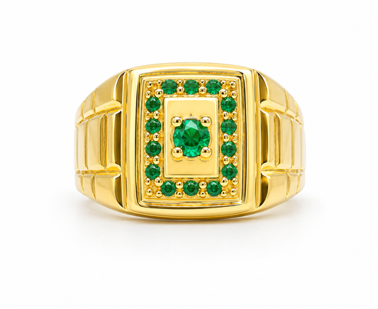 Anillo Circon verde Oro amarillo 18k / Talla 9 / 4,61 Gr / 13 mm