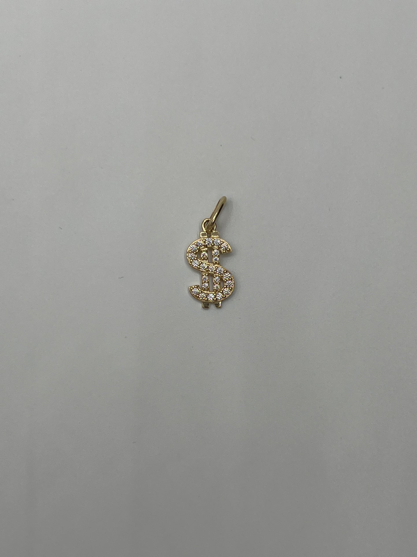 Dije signo peso circon blanco 1,14 Gr / 8,20 mm / 1,6 Cm