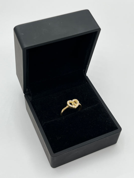 Anillo 15´s corazón circon blanco Oro amarillo 18k / Talla 5 / 2,56 Gr / 8,15 mm