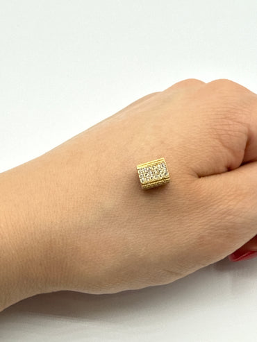Herraje Cuadro Circon Blanco Oro amarillo 18k +2 / 1,49 Gr / 0,7 cm