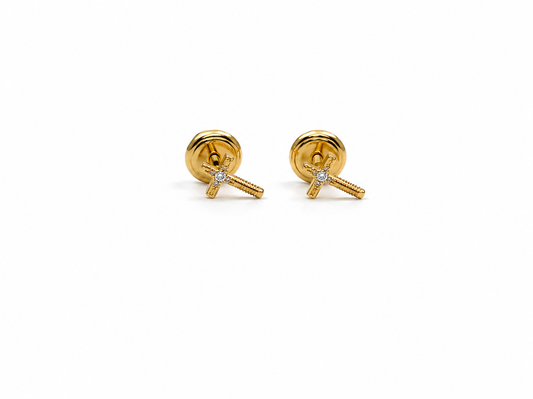 Topos cruz circon blanco Oro amarillo 18k 0,57 Gr / 7,38 mm