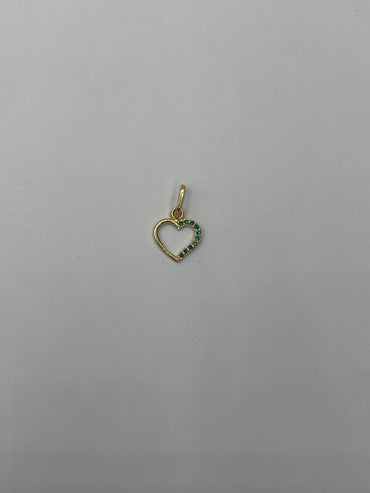 Dije corazon circon verde Oro amarillo 18k 0,38 Gr / 8,38 mm / 1 Cm