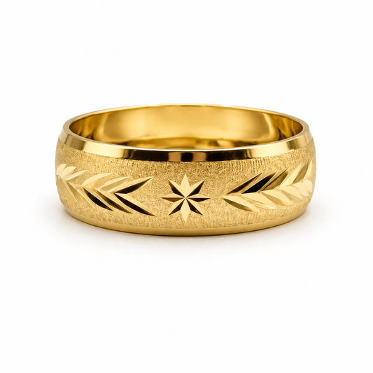 Anillo Rayado Estrella Oro amarillo 18k / Talla 11 / 2,39 Gr / 6,30 mm