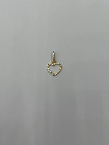 Dije corazon circon blanco Oro amarillo 18k 0,36 Gr / 8,90 mm / 1 Cm