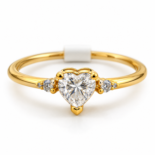 Anillo Solitario Corazon Oro amarillo 18k / Talla 6 1/2 / 1,05 Gr / 5 mm