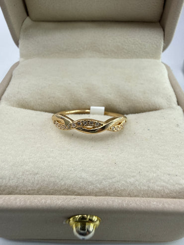Anillo Circon Blanco Oro amarillo 18k / Talla 6 1/2 / 1,66 Gr / 3,5 mm