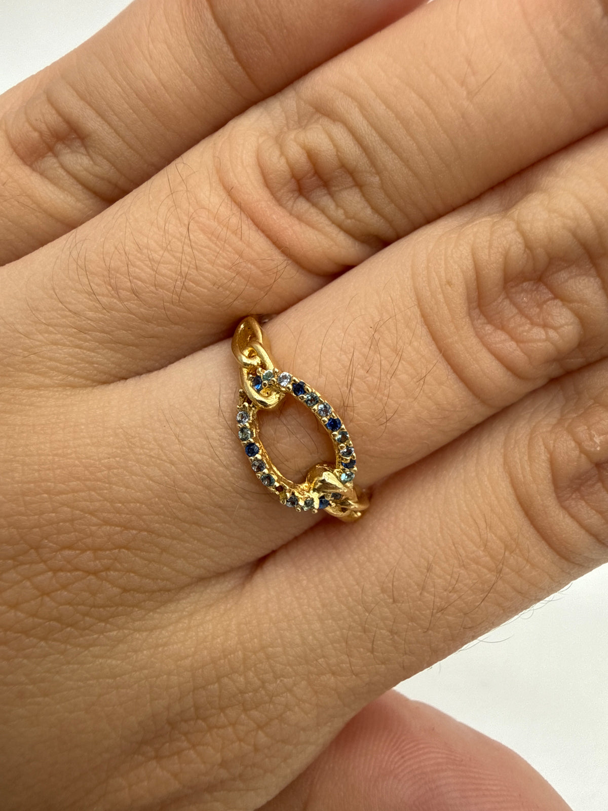 Anillo Circon Azul Oro amarillo 18k / Talla 6 1/2 / 2,33 Gr / 7,5 mm