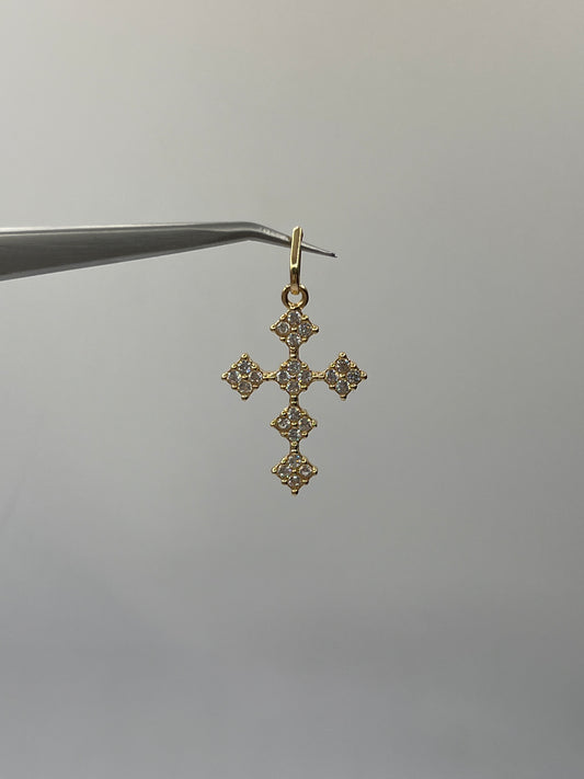 Dije Cruz Circon Blanco Oro amarillo 18k 3,32 Gr / 21,30 mm / 3 Cm