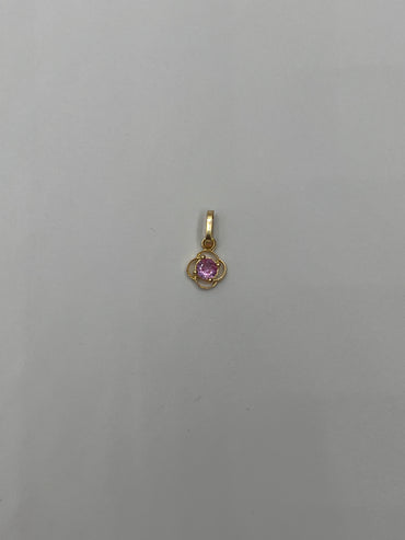 Dije trebol circon lila Oro amarillo 18k 0,39 Gr / 6,70 mm / 0,8 Cm
