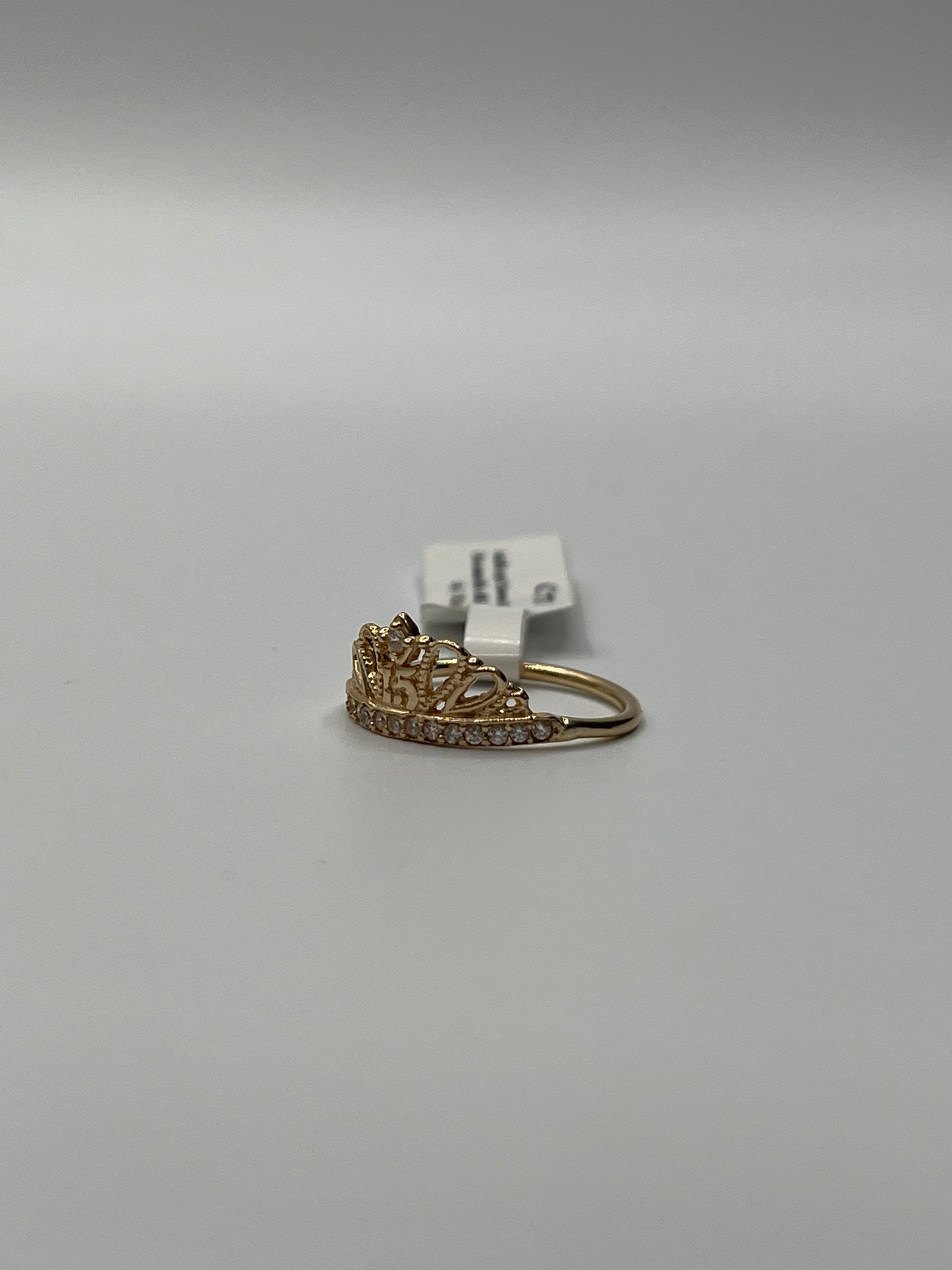 Anillo 15s Corona Circon Blanco Oro amarillo 18k / Talla 7 / 2,09 Gr / 8,25 mm