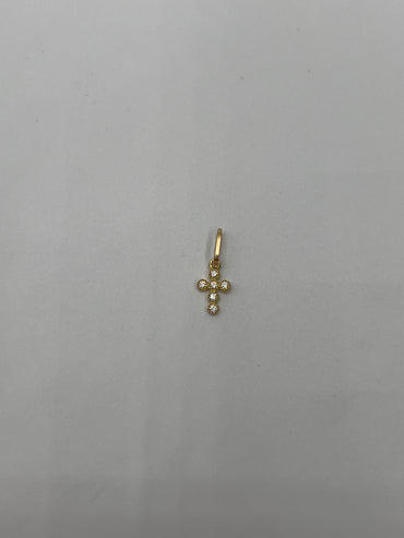 Dije cruz circon blanco Oro amarillo 18k 0,33 Gr / 5,60 mm / 0,9 Cm