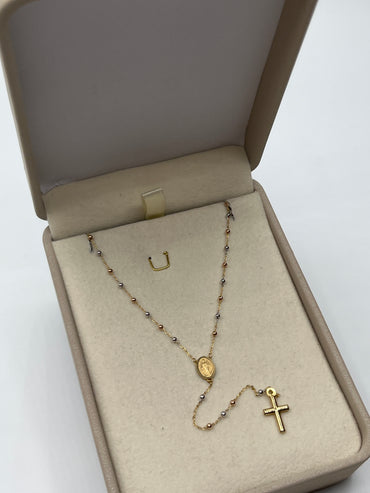 Rosario It Virgen Milagrosa Tres oros 18k +3 / 2,73 Gr / 2 mm / 50 Cm