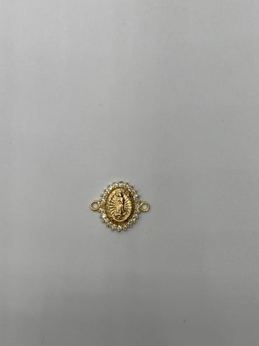 Herraje virgen guadalupe circon blanco Oro amarillo 18k 0,58 Gr / 1,1 Cm